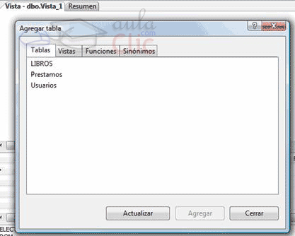 Nueva vista - Agregar tablas