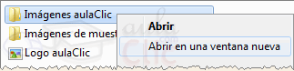 Men&uacute; contextual de la arpeta - Abrir en nueva ventana
