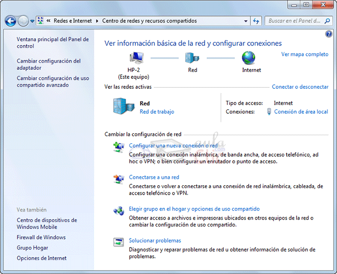 Ventana centro de redes