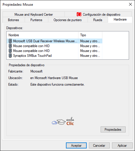 Propiedades del rat&oacute;n - Hardware