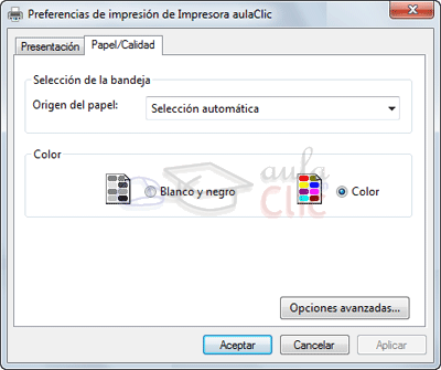 Preferencias - Papel/Calidad