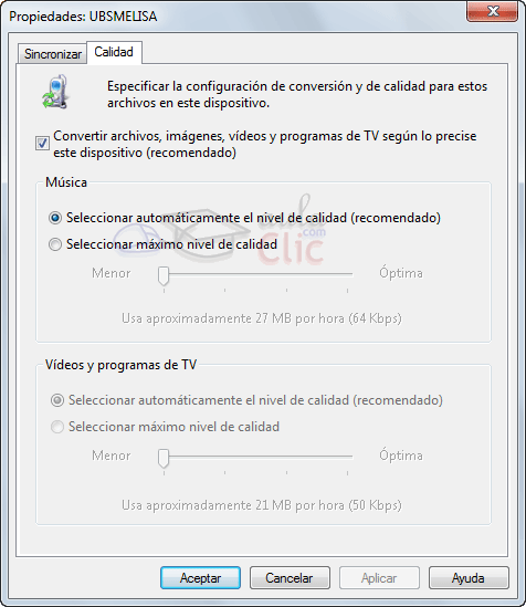 Sincronizar - Calidad