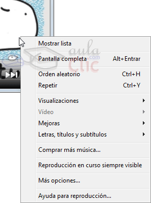 Reproducci&oacute;n en curso de Windows Media