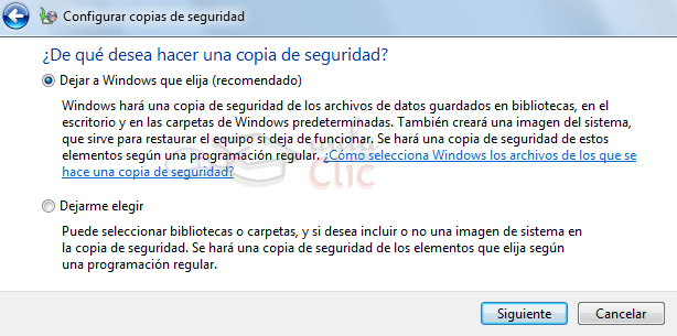 Configurar copias de seguridad - Elegir archivos y carpetas a copiar