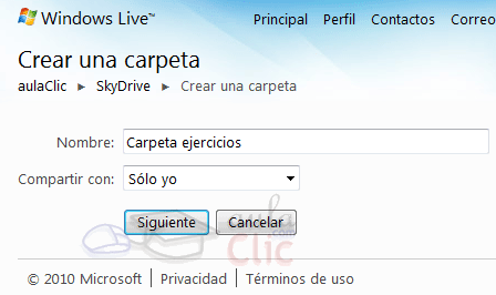 Crear Carpeta - SkyDrive