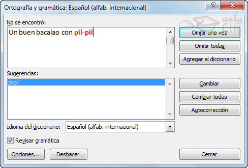 Ejemplo error ortogr�fico