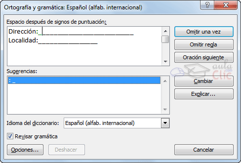 Ejemplo error ortogr�fico