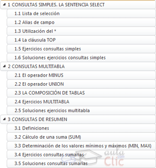 Vista > Panel de navegaci&oacute;n - Apartados en esquema