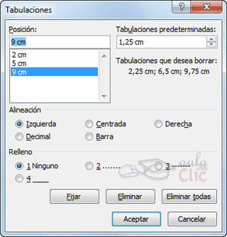 Di&aacute;logo Tabulaciones