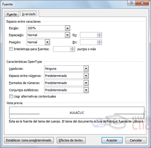 Espacio entre caracteres