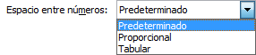 Espacio entre n&uacute;meros