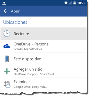 Abrir ubicaciones Word