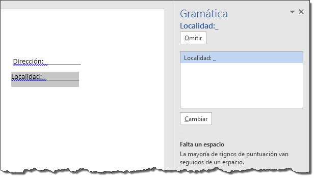 Ejemplo error ortográfico