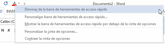 eliminar boton barra acceso rapido