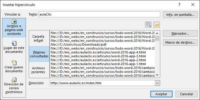 Insertar hiperv�nculo