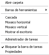 Men&uacute; contextual Windows XP