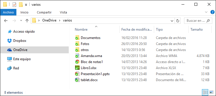 SkyDrive en el explorador de archivos