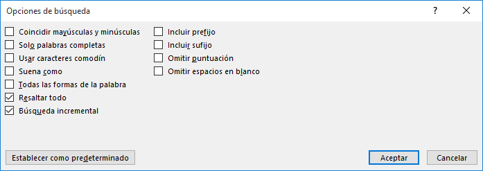 Opciones de b&uacute;squeda