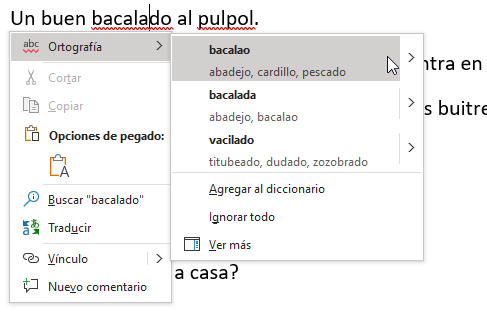 Ejemplo error ortográfico