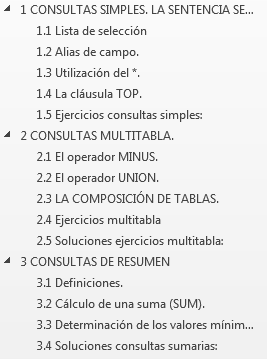 Vista > Panel de navegaci&oacute;n - Apartados en esquema