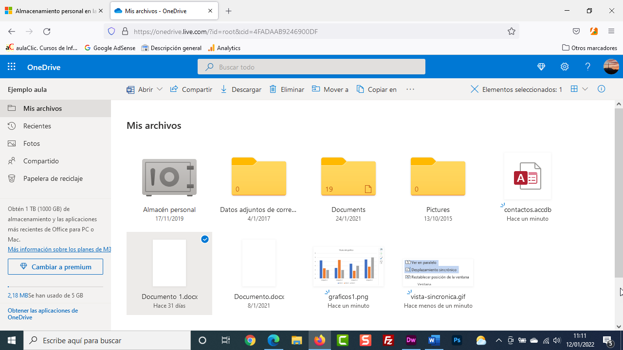 P&aacute;gina principal de OneDrive
