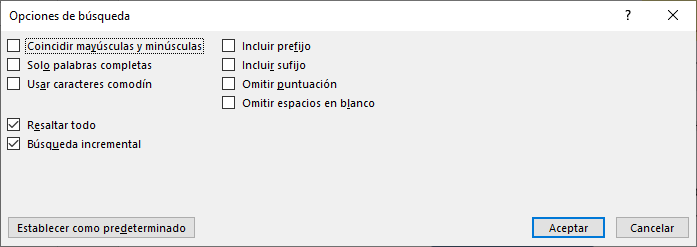 Opciones de b&uacute;squeda