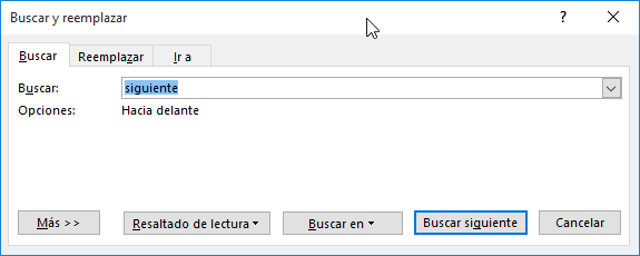 Di&aacute;logo Buscar y reemplazar