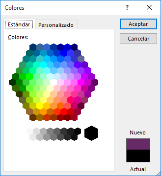 Colores est&aacute;ndar