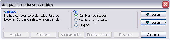 Aceptar o rechazar cambios