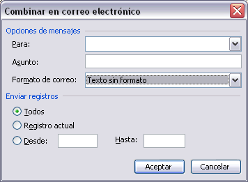 Combinar en correo electr�nico