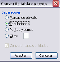 Convertir tabla en texto