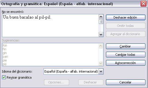 Ejemplo error ortogr�fico