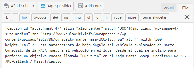 Editar HTML en WordPress