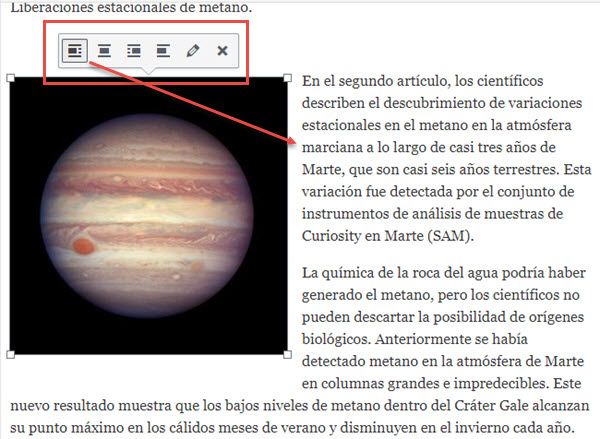Alineaci&oacute;n imagen en WordPress